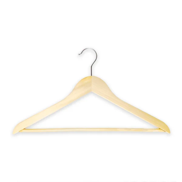 Houten Kledinghanger met Ronde Antislip Broeklat – 43 cm